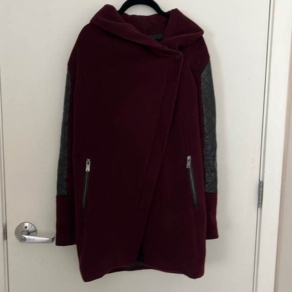 Burgundy Bershka Wool Blend Coat size S - Picture 1 of 7